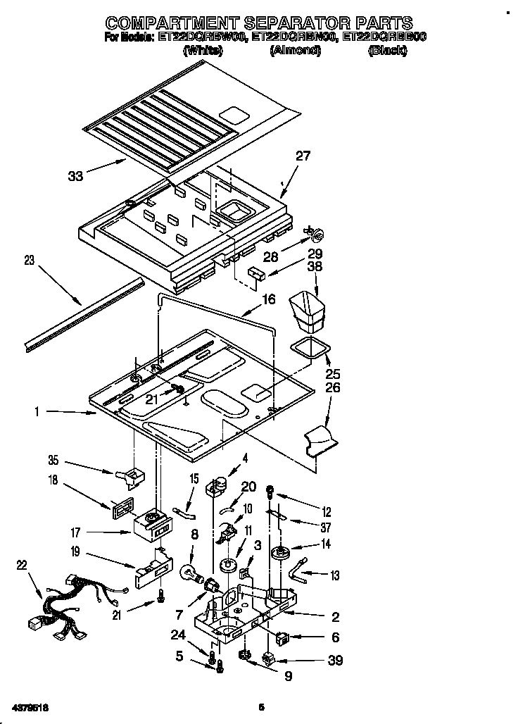 Whirlpool ET22DQRBW00 compartment separator diagram