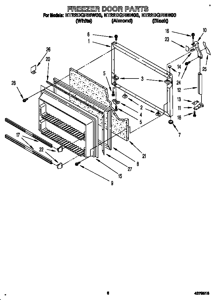 Whirlpool ET22DQRBW00 freezer door diagram