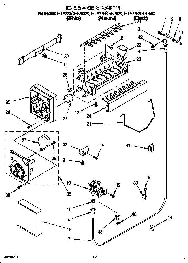 Whirlpool ET22DQRBW00 icemaker diagram
