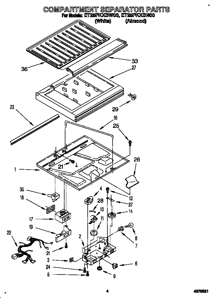 Whirlpool ET25PKXBW00 compartment separator diagram