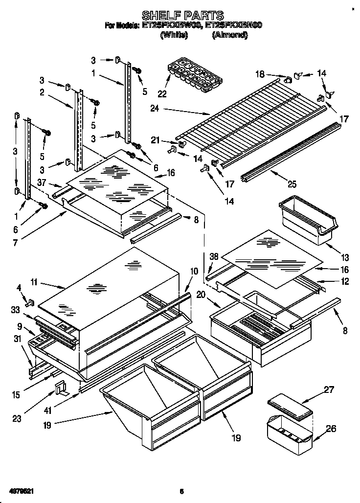 Whirlpool ET25PKXBW00 shelf diagram