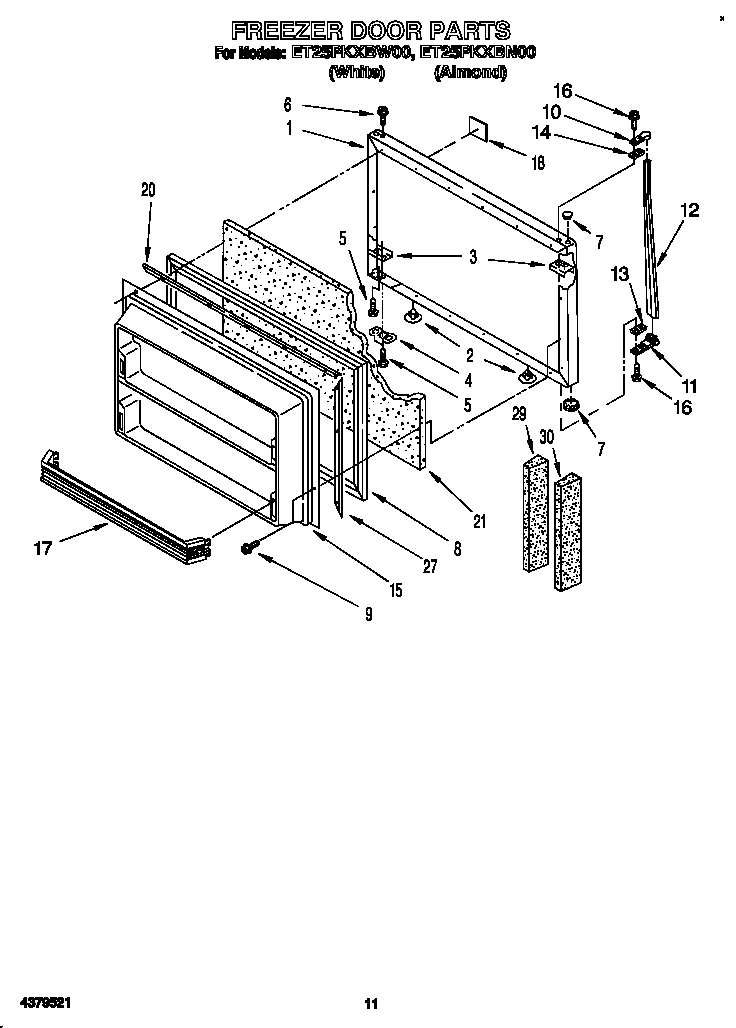 Whirlpool ET25PKXBW00 freezer door diagram