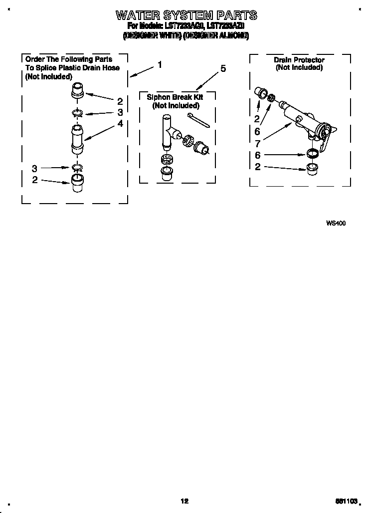 Whirlpool LST7233AQ0 water system diagram