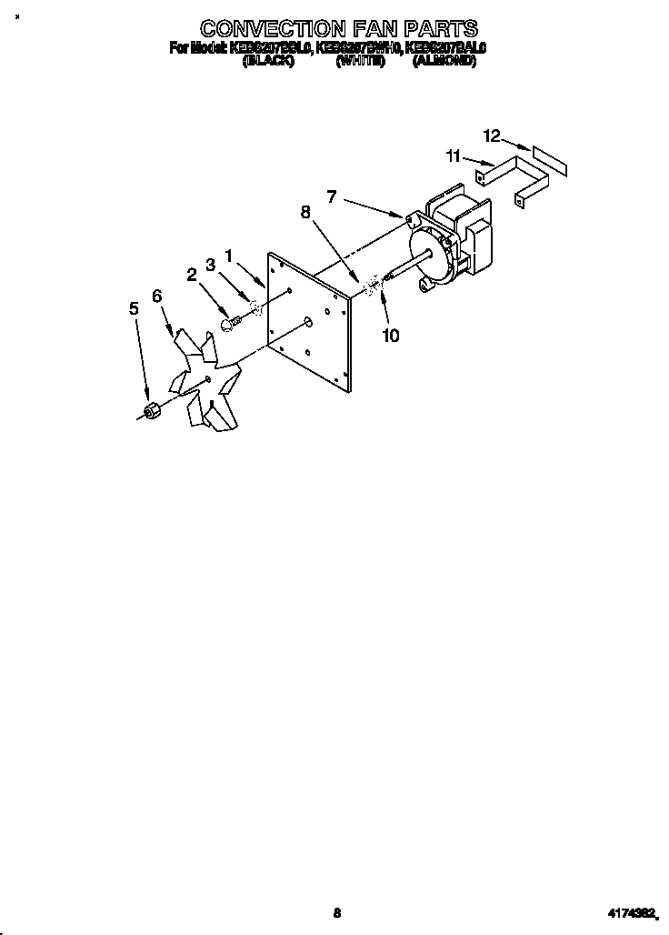 KitchenAid KEBS207BBL0 convection fan diagram