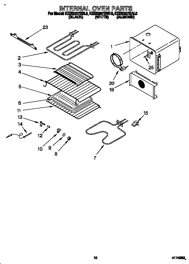 KitchenAid KEBS207BBL0 internal oven diagram