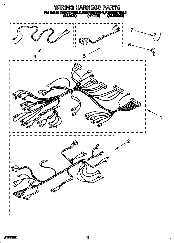 KitchenAid KEBS207BBL0 wiring harness diagram