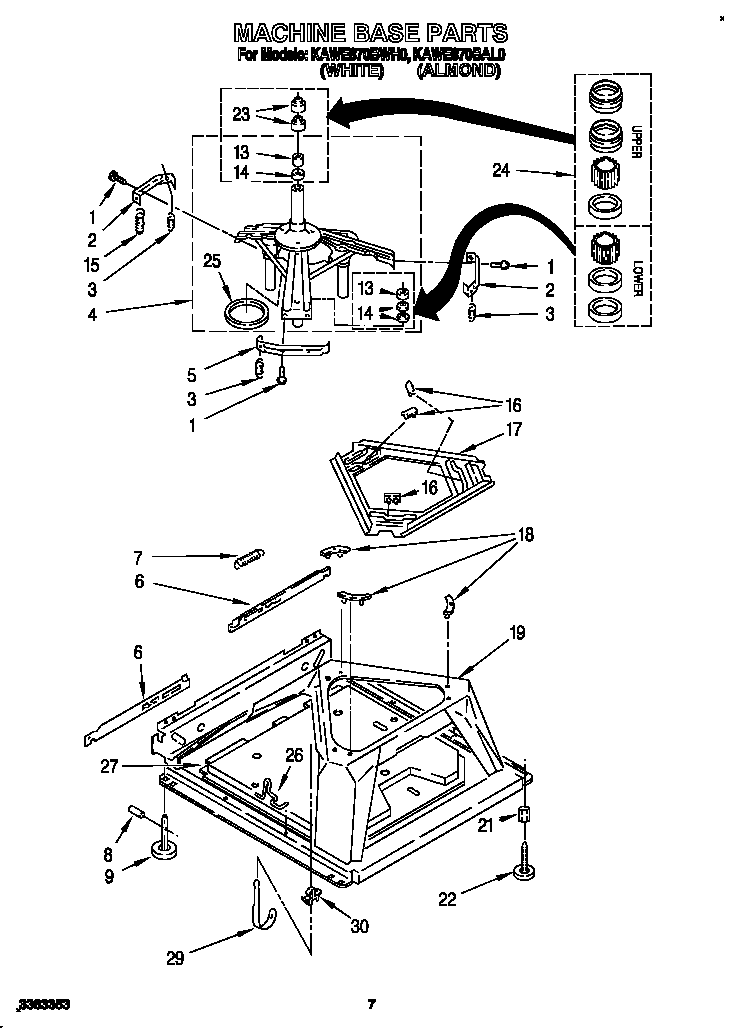 KitchenAid KAWE870BAL0 machine base diagram