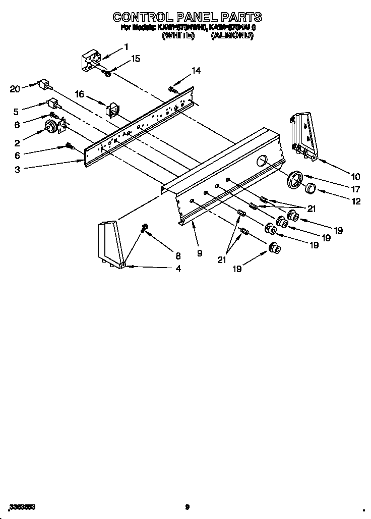KitchenAid KAWE870BAL0 control panel diagram