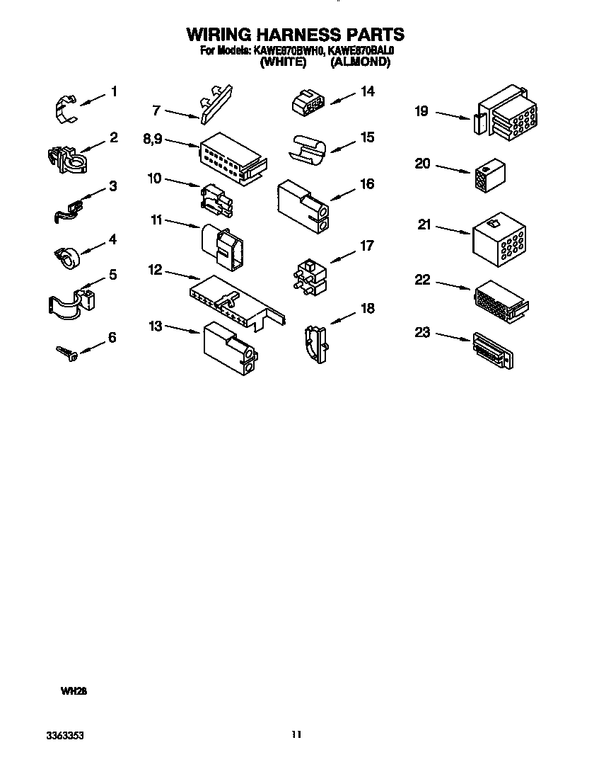 KitchenAid KAWE870BAL0 wiring harness diagram