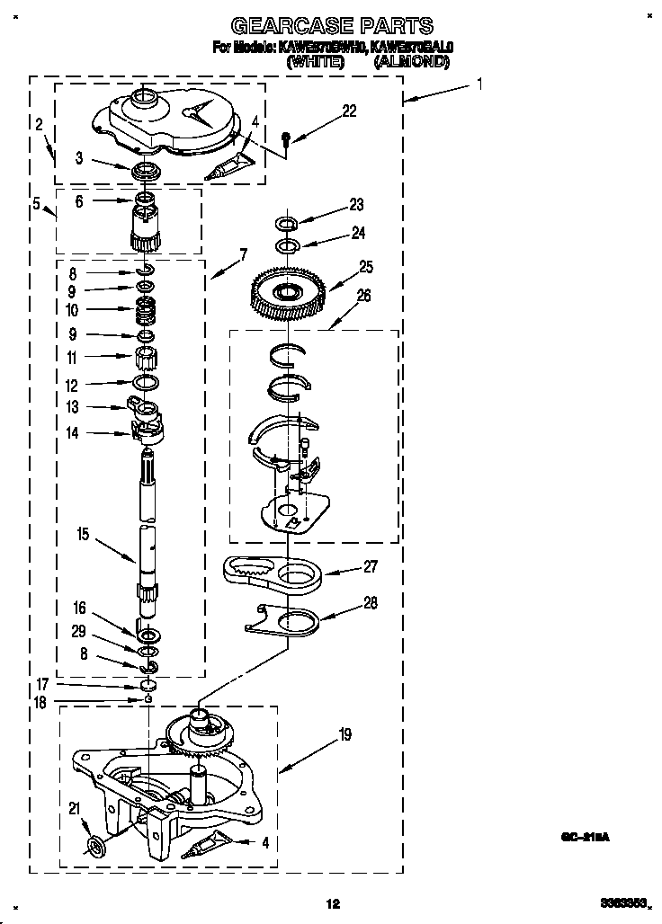 KitchenAid KAWE870BAL0 gearcase diagram