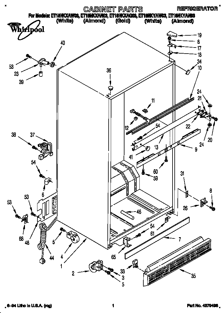 Whirlpool ET18NKXAN03 cabinet diagram