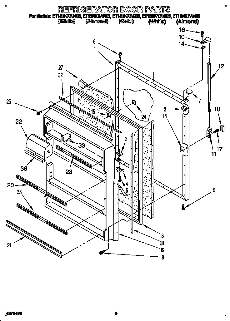 Whirlpool ET18NKXAN03 refrigerator door diagram