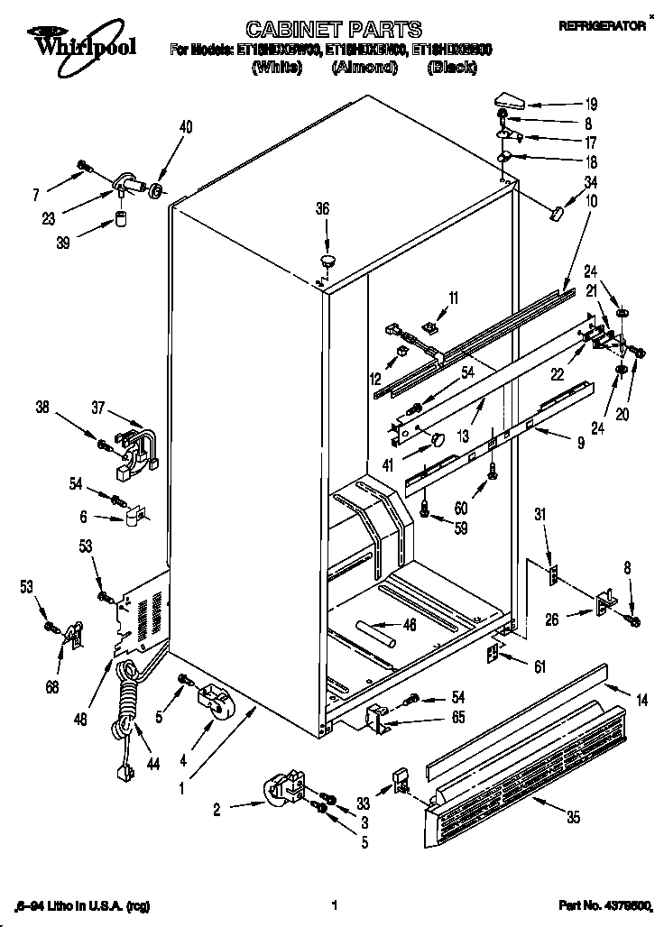 Whirlpool ET18HDXBW00 cabinet diagram