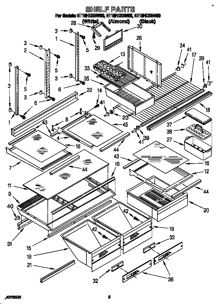 Whirlpool ET18HDXBW00 shelf diagram