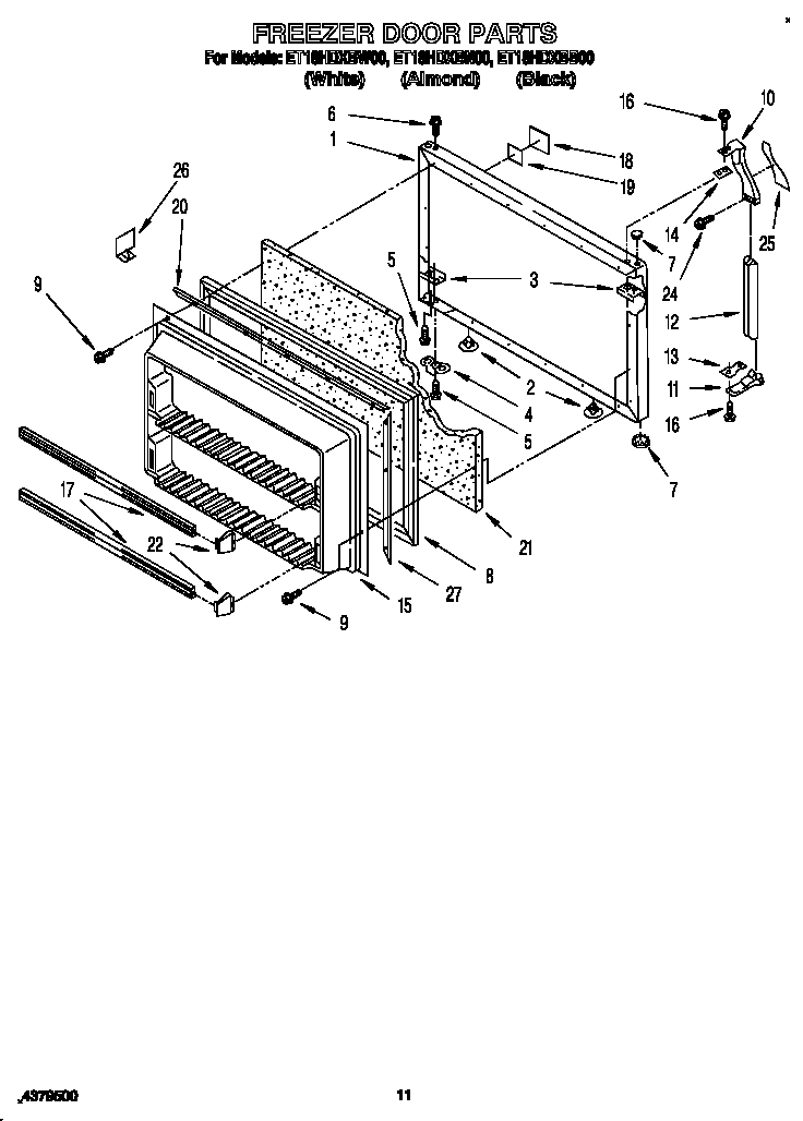 Whirlpool ET18HDXBW00 freezer door diagram