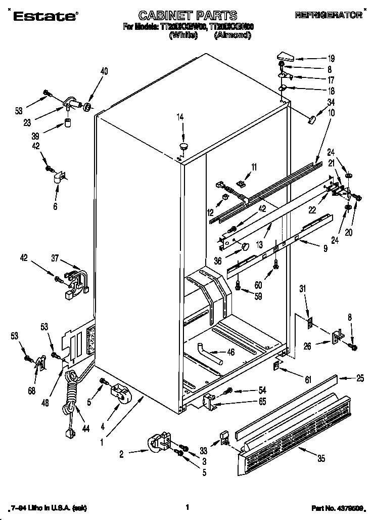 Whirlpool TT20DKXBW00 cabinet diagram
