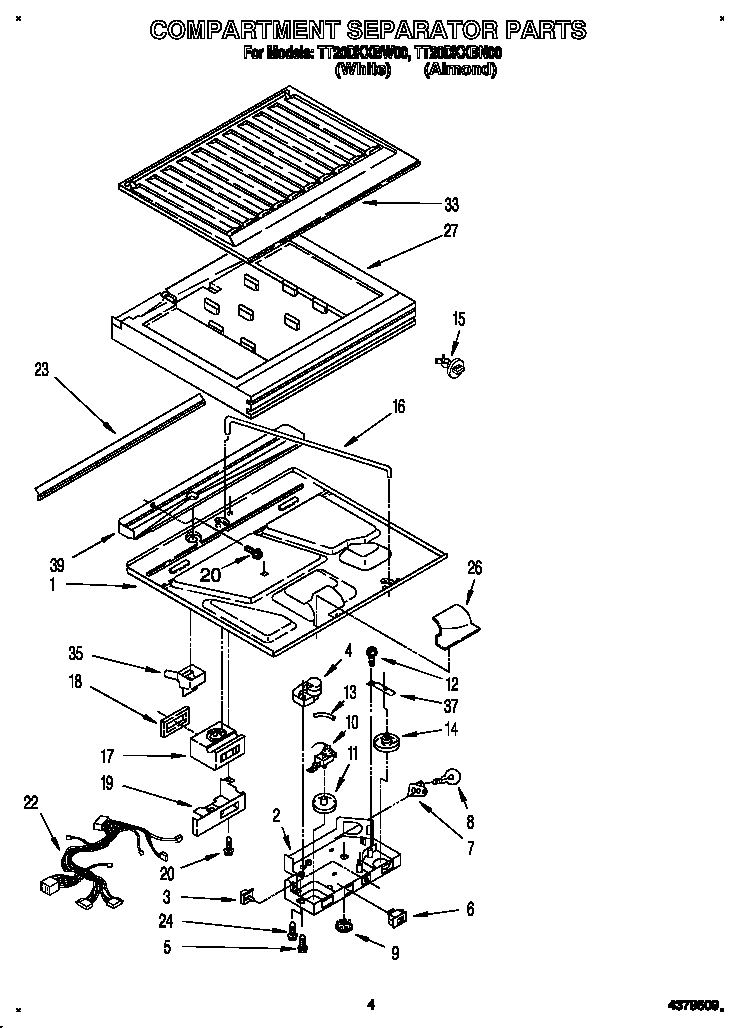 Whirlpool TT20DKXBW00 compartment separator diagram