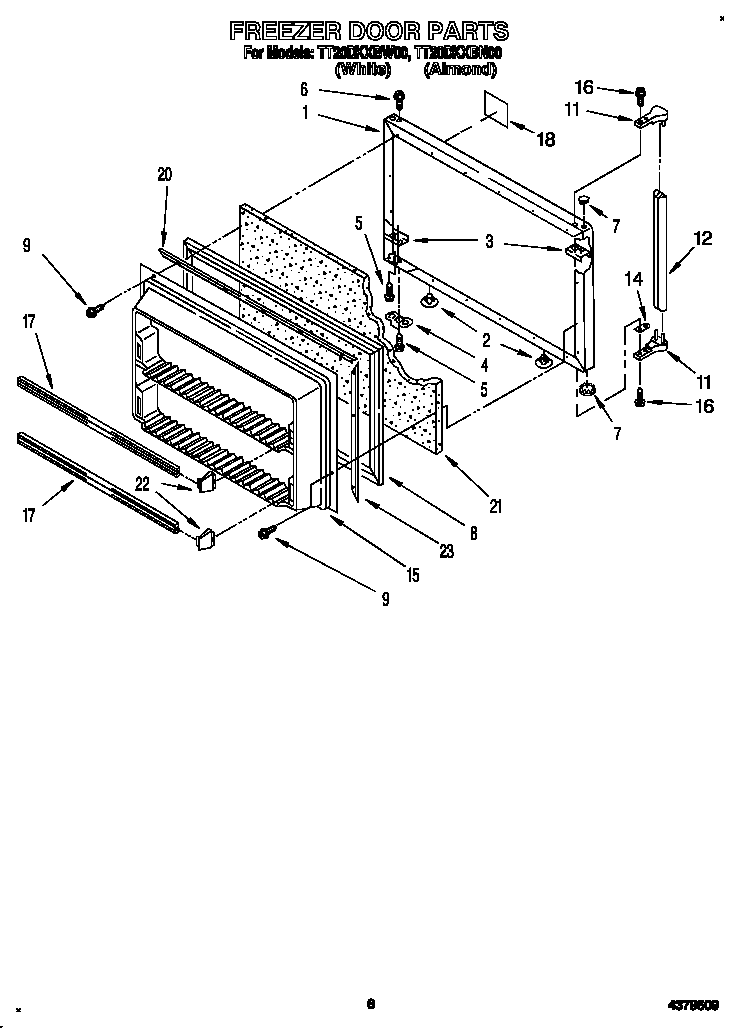 Whirlpool TT20DKXBW00 freezer door diagram