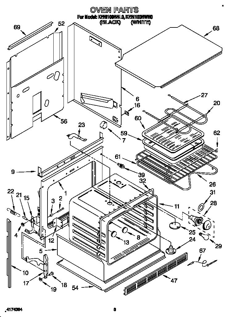 KitchenAid KEBI100BWH0 oven diagram