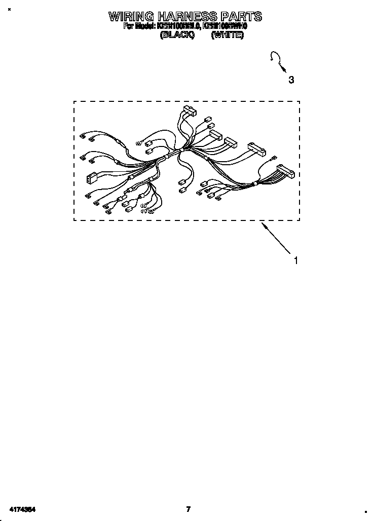 KitchenAid KEBI100BWH0 wiring harness diagram