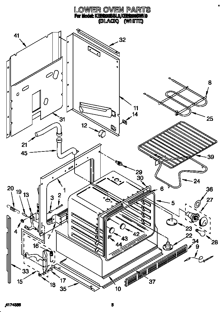 KitchenAid KEBI200BBL0 lower oven diagram