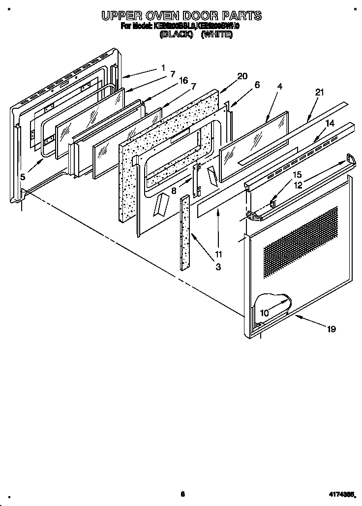 KitchenAid KEBI200BBL0 upper oven door diagram