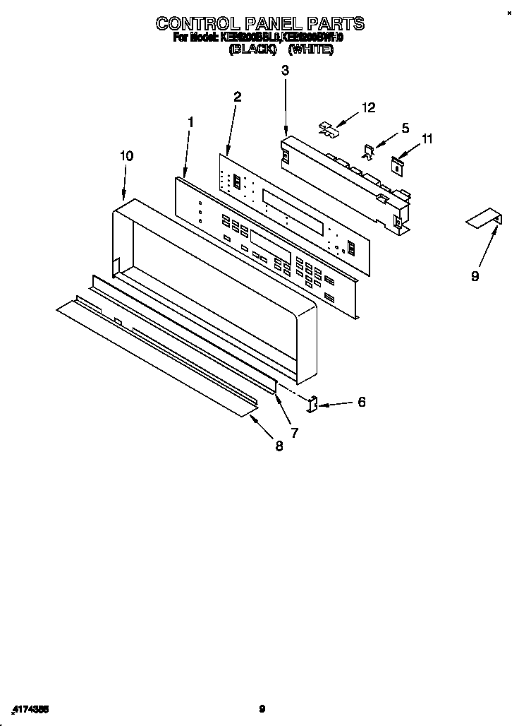 KitchenAid KEBI200BBL0 control panel diagram