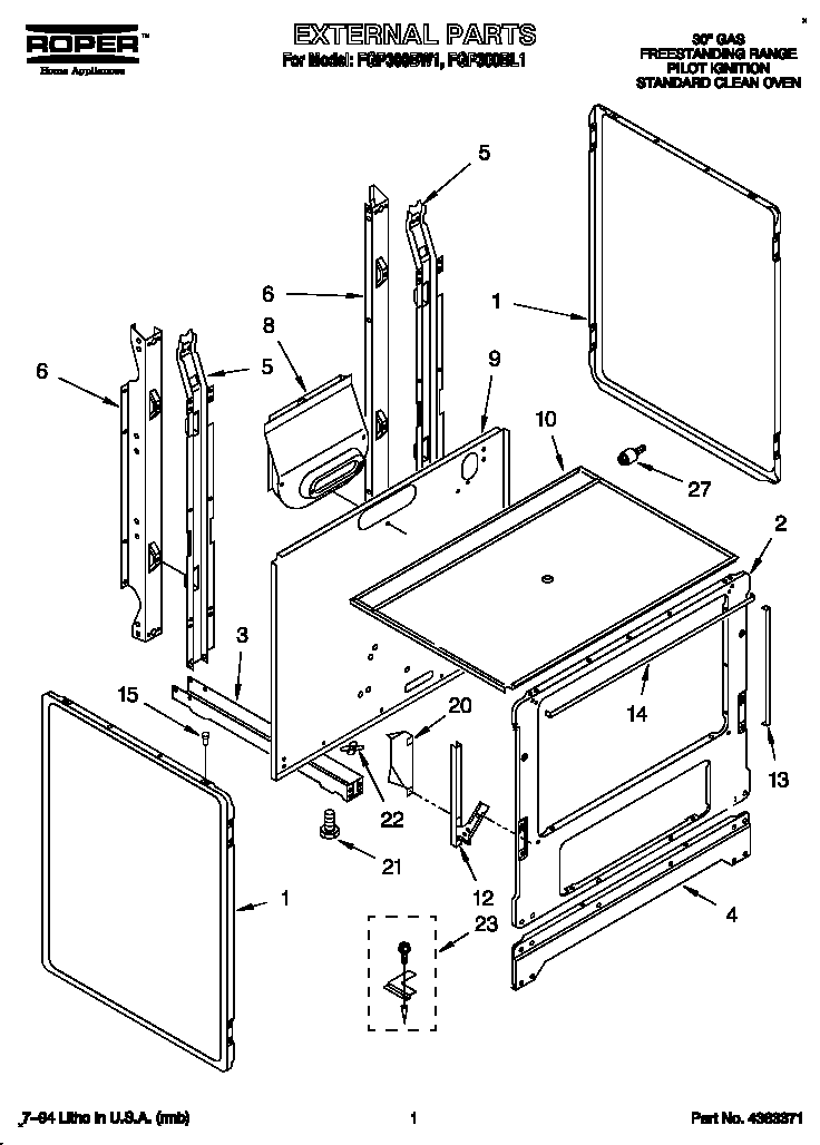 Roper FGP300BW1 external diagram