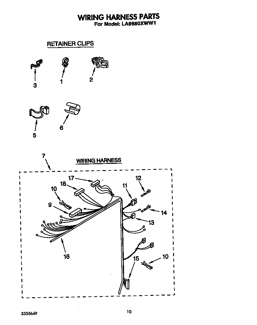 Whirlpool LA9680XWN1 wiring harness diagram