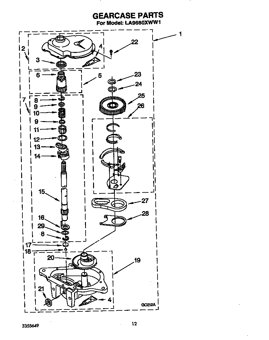 Whirlpool LA9680XWN1 gearcase diagram