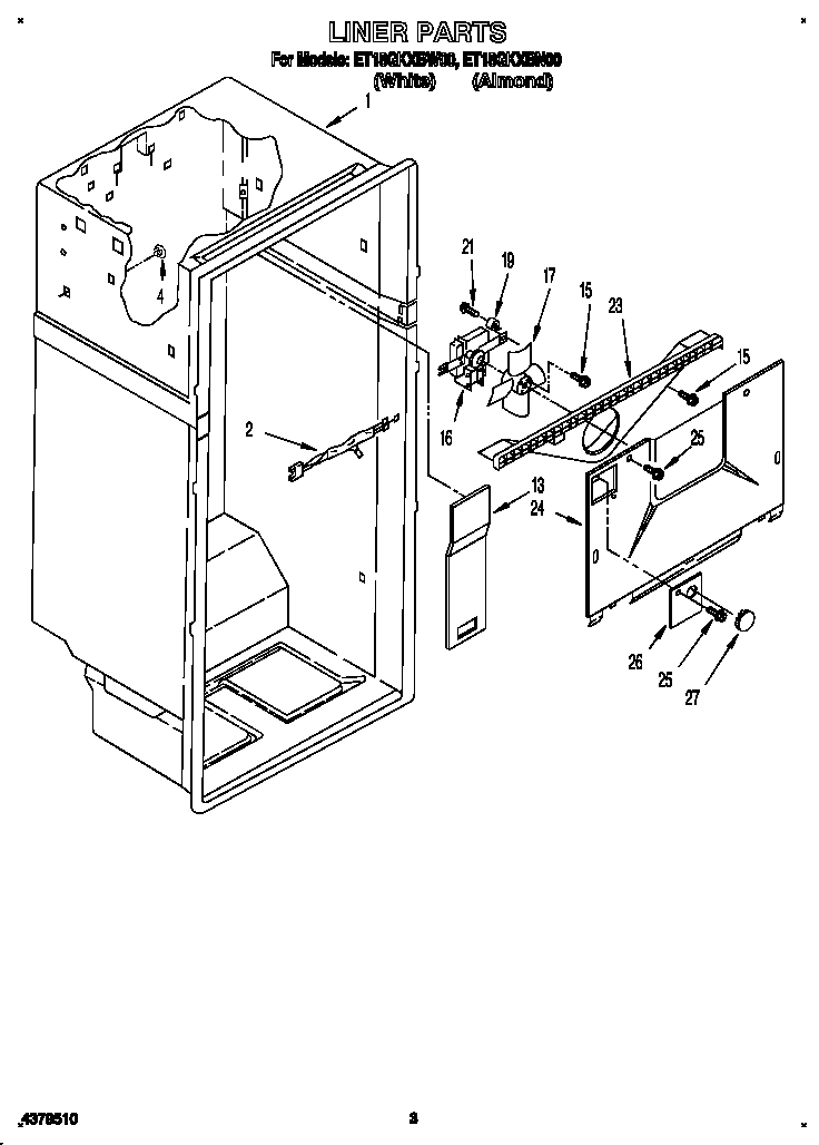 Whirlpool ET18GKXBN00 liner diagram