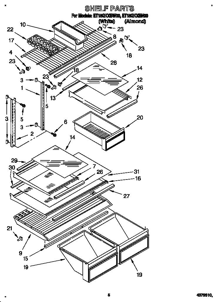 Whirlpool ET18GKXBN00 shelf diagram