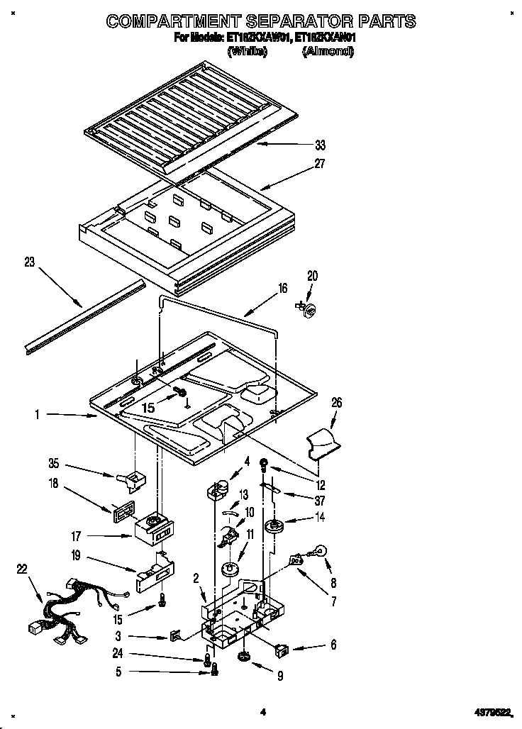 Whirlpool ET18ZKXAW01 compartment separator diagram