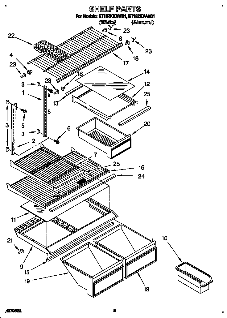 Whirlpool ET18ZKXAW01 shelf diagram