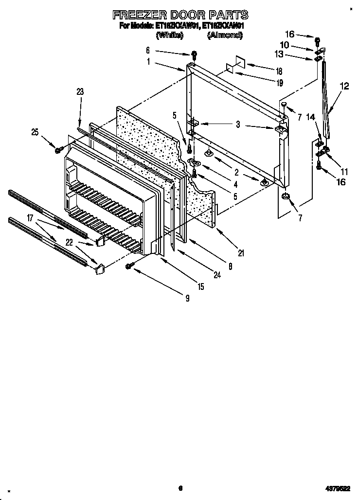Whirlpool ET18ZKXAW01 freezer door diagram