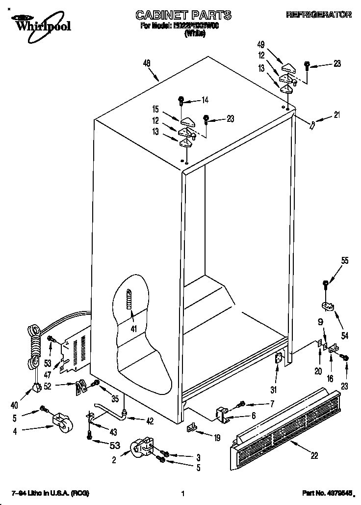 Whirlpool ED22PBXBW00 cabinet diagram