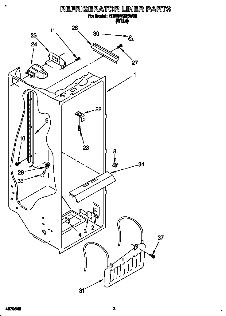 Whirlpool ED22PBXBW00 refrigerator liner diagram