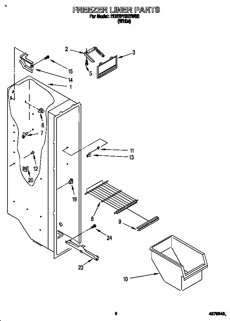 Whirlpool ED22PBXBW00 freezer liner diagram