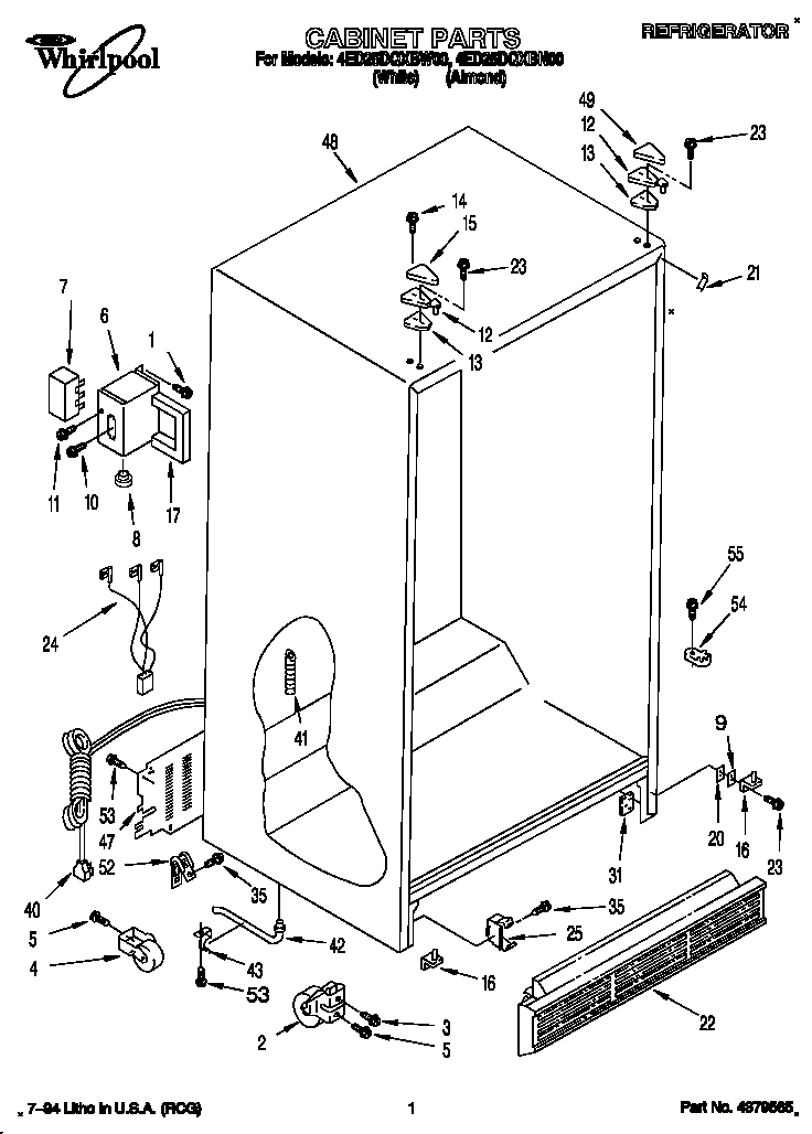 Whirlpool 4ED25DQXBW00 cabinet diagram