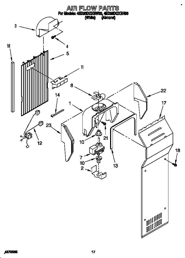 Whirlpool 4ED25DQXBW00 air flow diagram