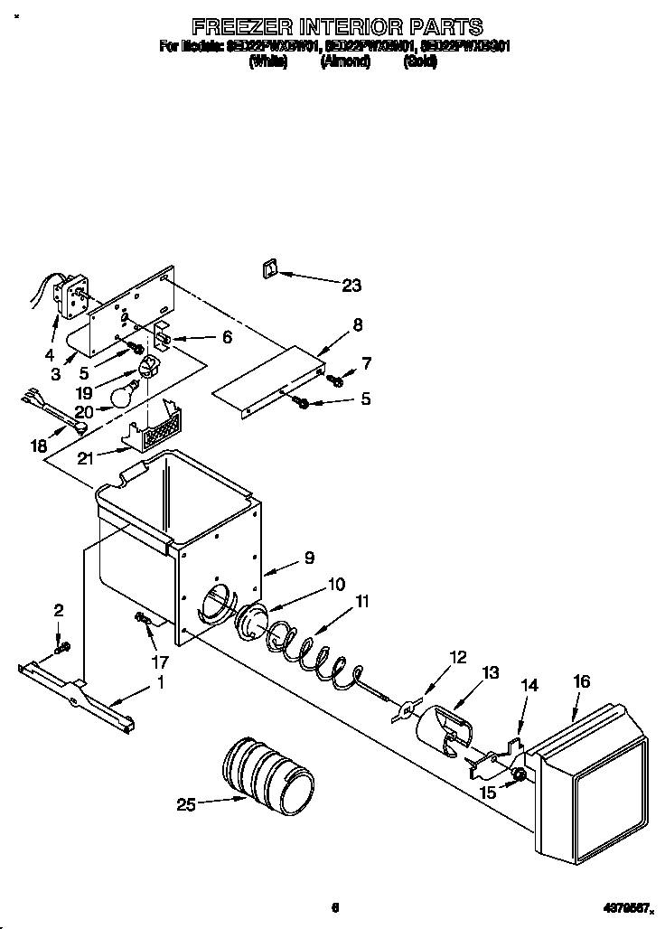 Whirlpool 8ED22PWXBW01 freezer interior diagram