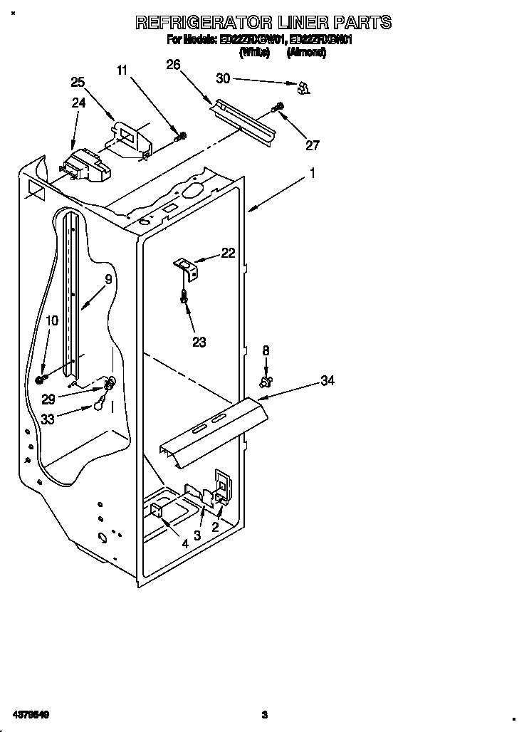 Whirlpool ED22ZRXBW01 refrigerator liner diagram