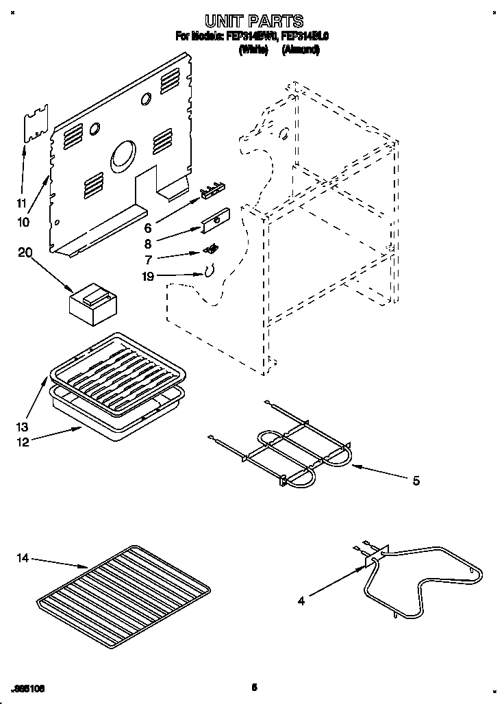 Roper FEP314BW0 unit diagram
