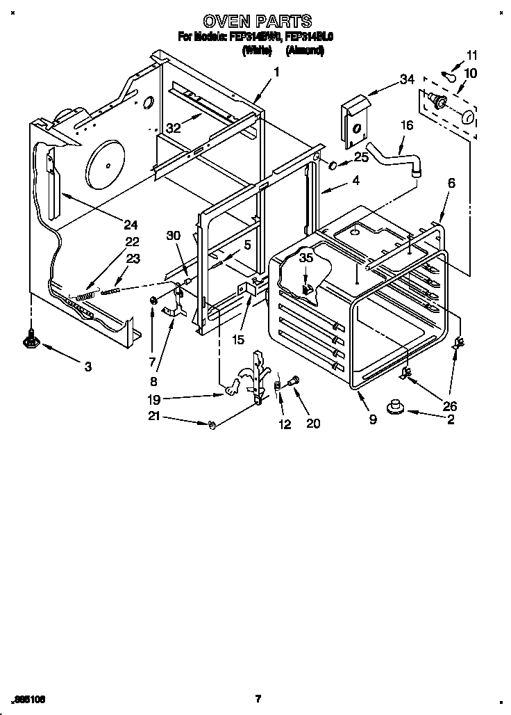 Roper FEP314BW0 oven diagram