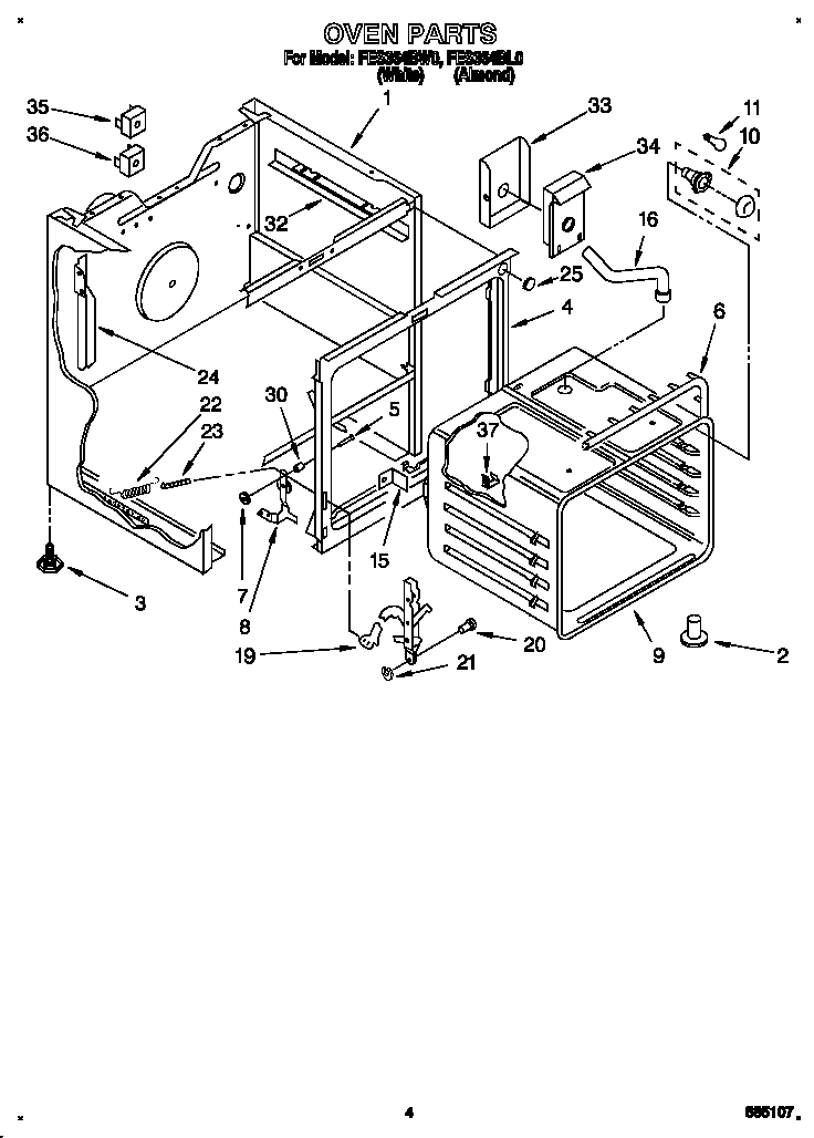 Roper FES364BL0 oven diagram