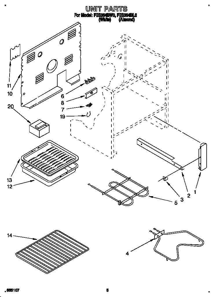 Roper FES364BL0 unit diagram