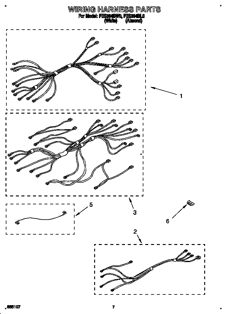 Roper FES364BL0 wiring harness diagram