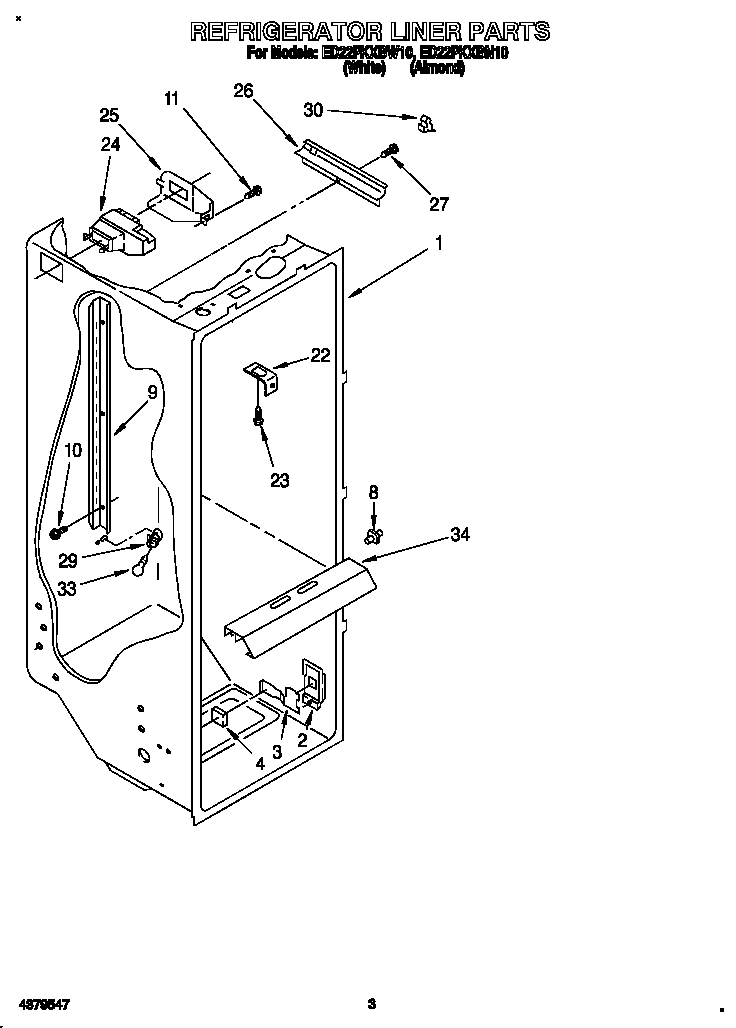 Whirlpool ED22PKXBW10 refrigerator liner diagram