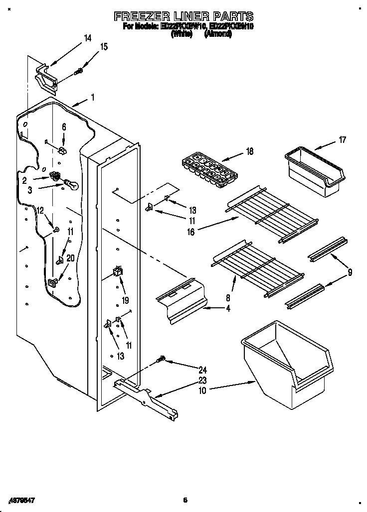 Whirlpool ED22PKXBW10 freezer liner diagram