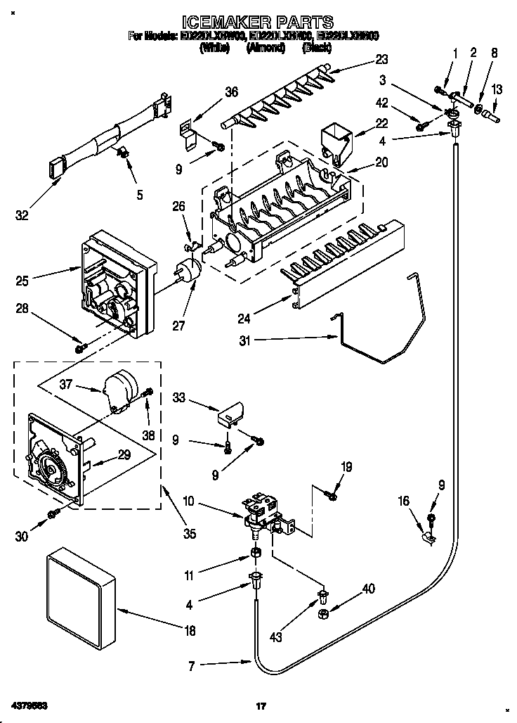 Whirlpool ED22DLXBB00 icemaker diagram